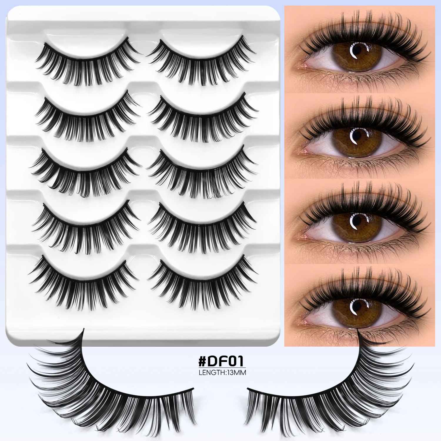 Cat Eye False Eyelashes – Natural Fluffy Wispy Faux Mink Lashes-False Lashes-Blushia