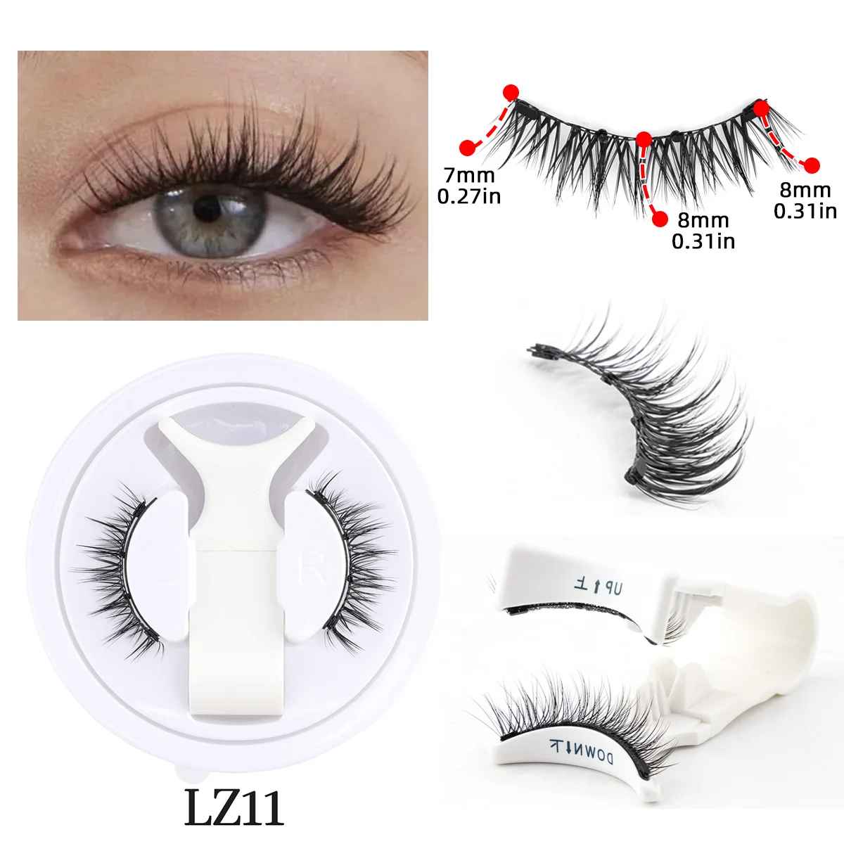 1 Pair Reusable Magnetic Eyelashes Set With Magnetic Tweezers Natural Faux Mink Lashes Fluffy Fake Eyelash Extension Makeup Tool-False Lashes-Blushia