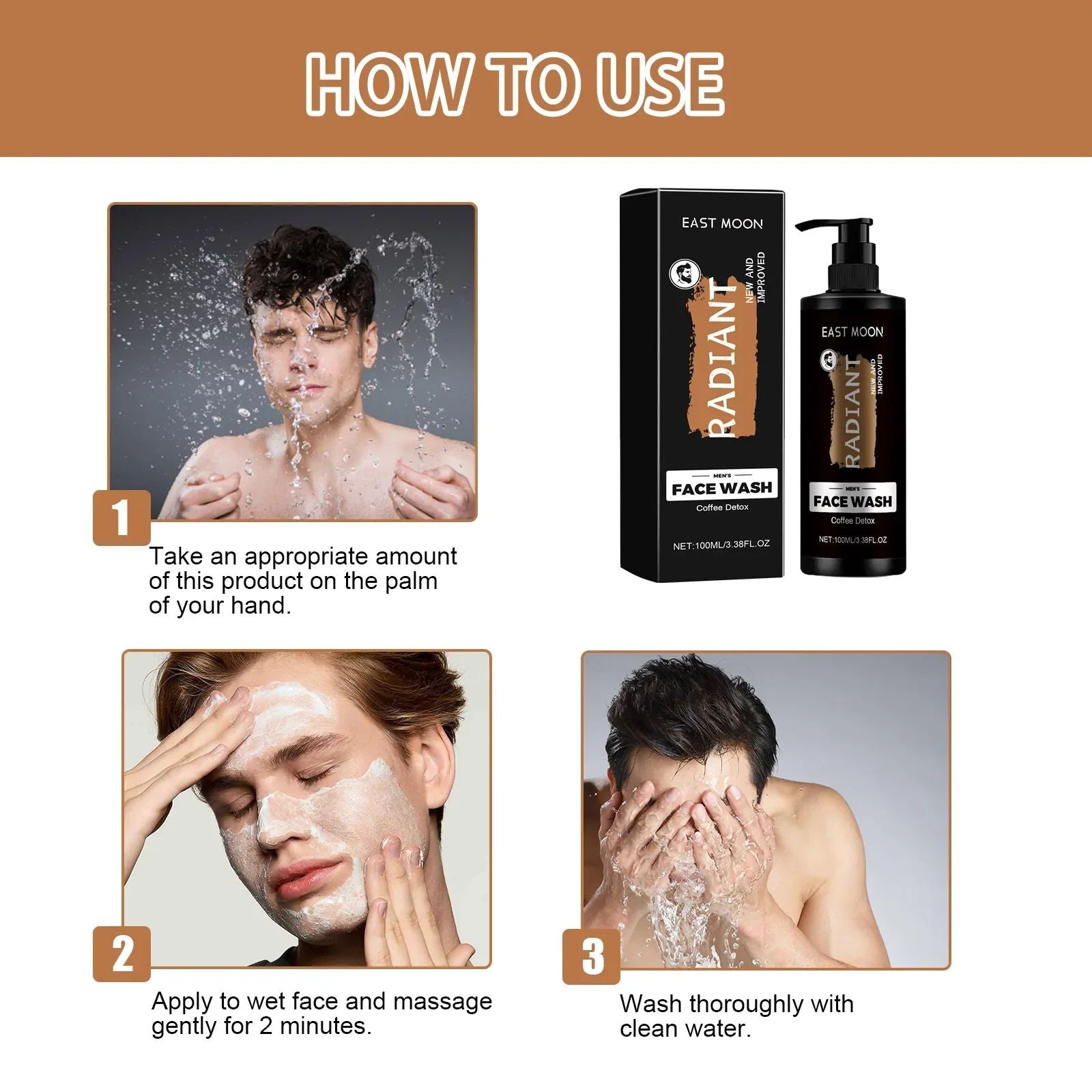 Men's Face Wash Deep Cleansing Oil Control Whitening Brightening Exfoliating Moisturizing Pore Cleaner Dullness Skin Daily Use-Face Wash-Blushia
