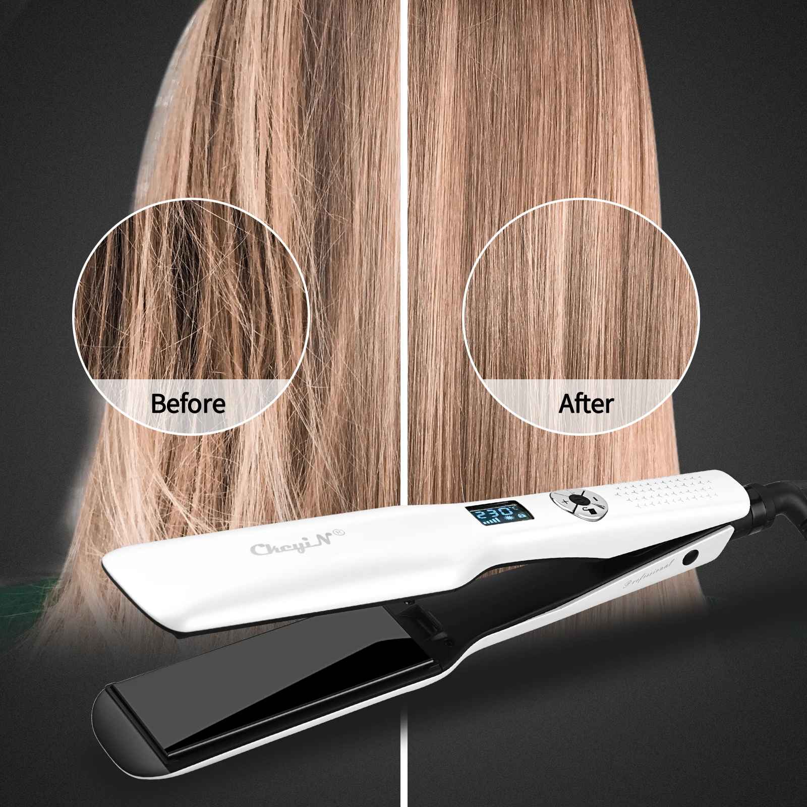 Hair Straightener LCD Display Fast Heating Flat Iron Adjustable Temperature-Hair Straightener-Blushia
