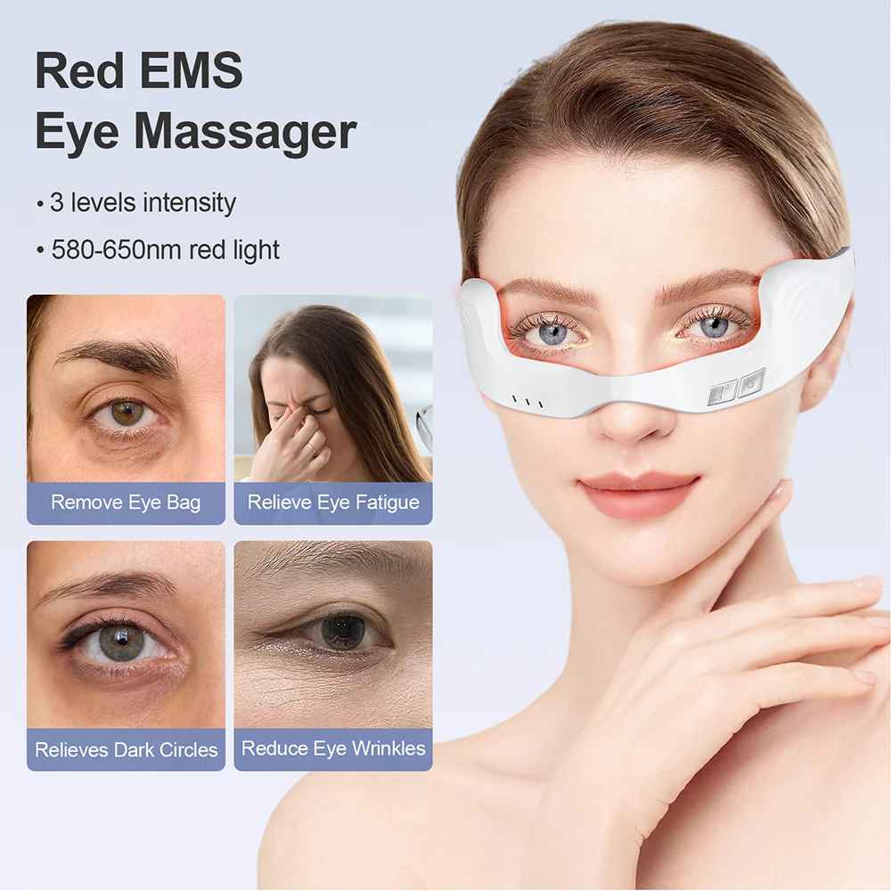Electric Under-Eye Massager Glasses with Red Light – Relieve Eye Fatigue & Puffiness-Eye Care Accessories-Blushia