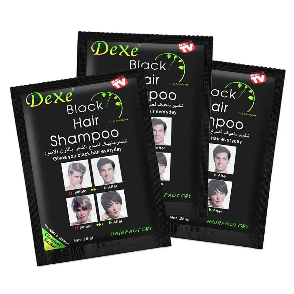 Dexe Fast Black Hair Shampoo 10pcs – 5-Minute Natural Hair Color Restorer-Shampoo-Blushia