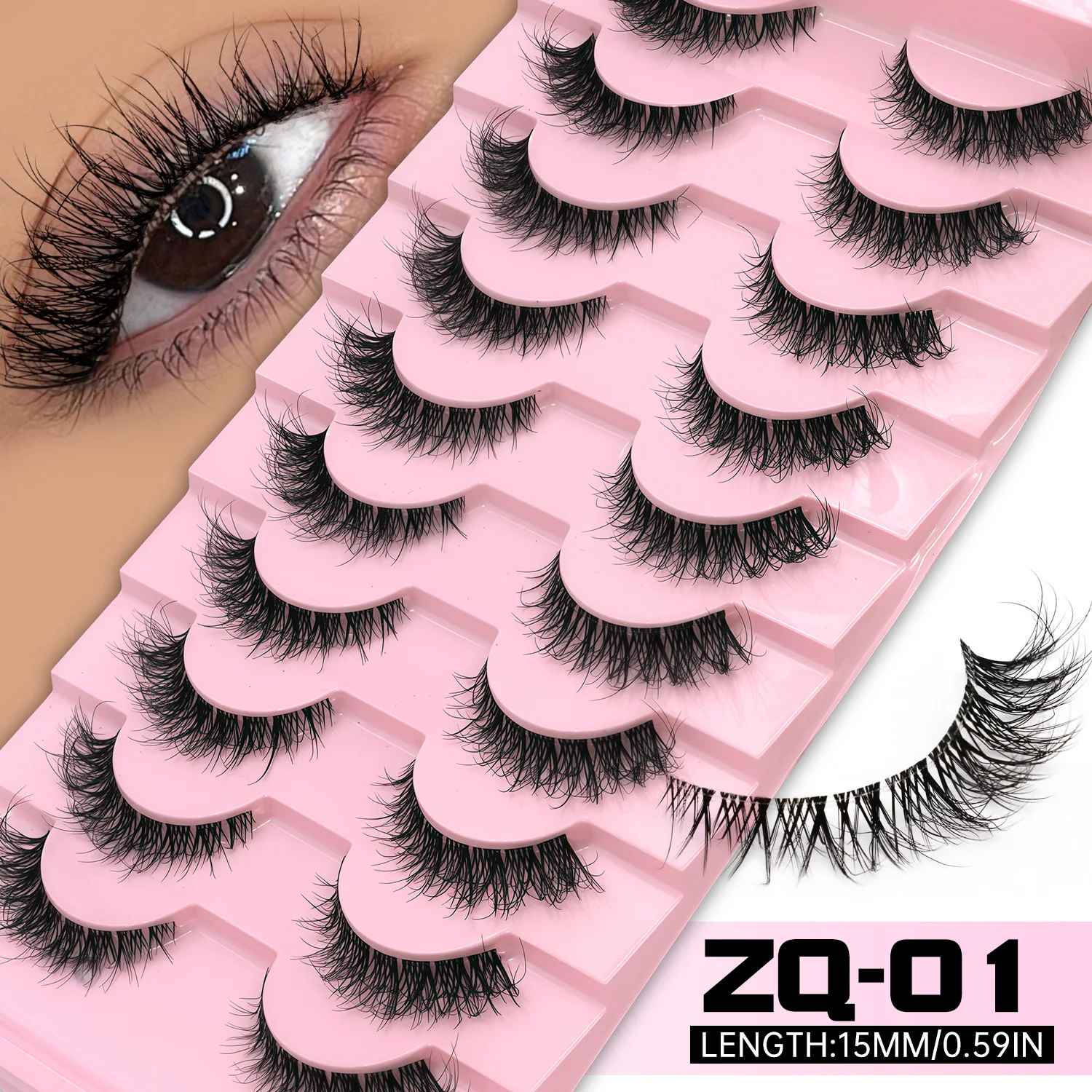 Cat Eye False Eyelashes – Natural Fluffy Wispy Faux Mink Lashes-False Lashes-Blushia