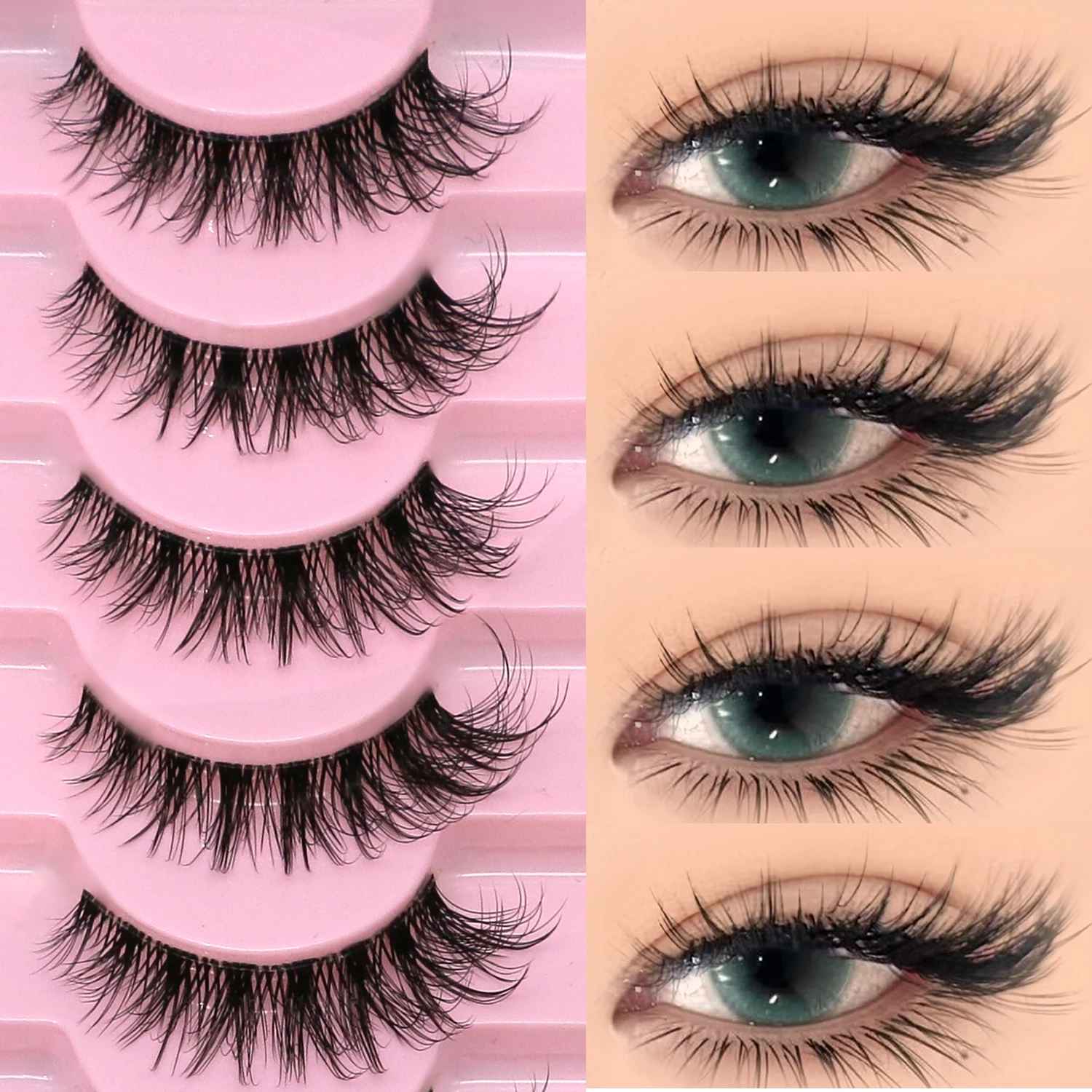 Cat Eye False Eyelashes – Natural Fluffy Wispy Faux Mink Lashes-False Lashes-Blushia
