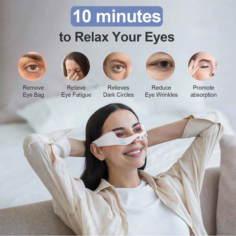 Electric Under-Eye Massager Glasses with Red Light – Relieve Eye Fatigue & Puffiness-Eye Care Accessories-Blushia