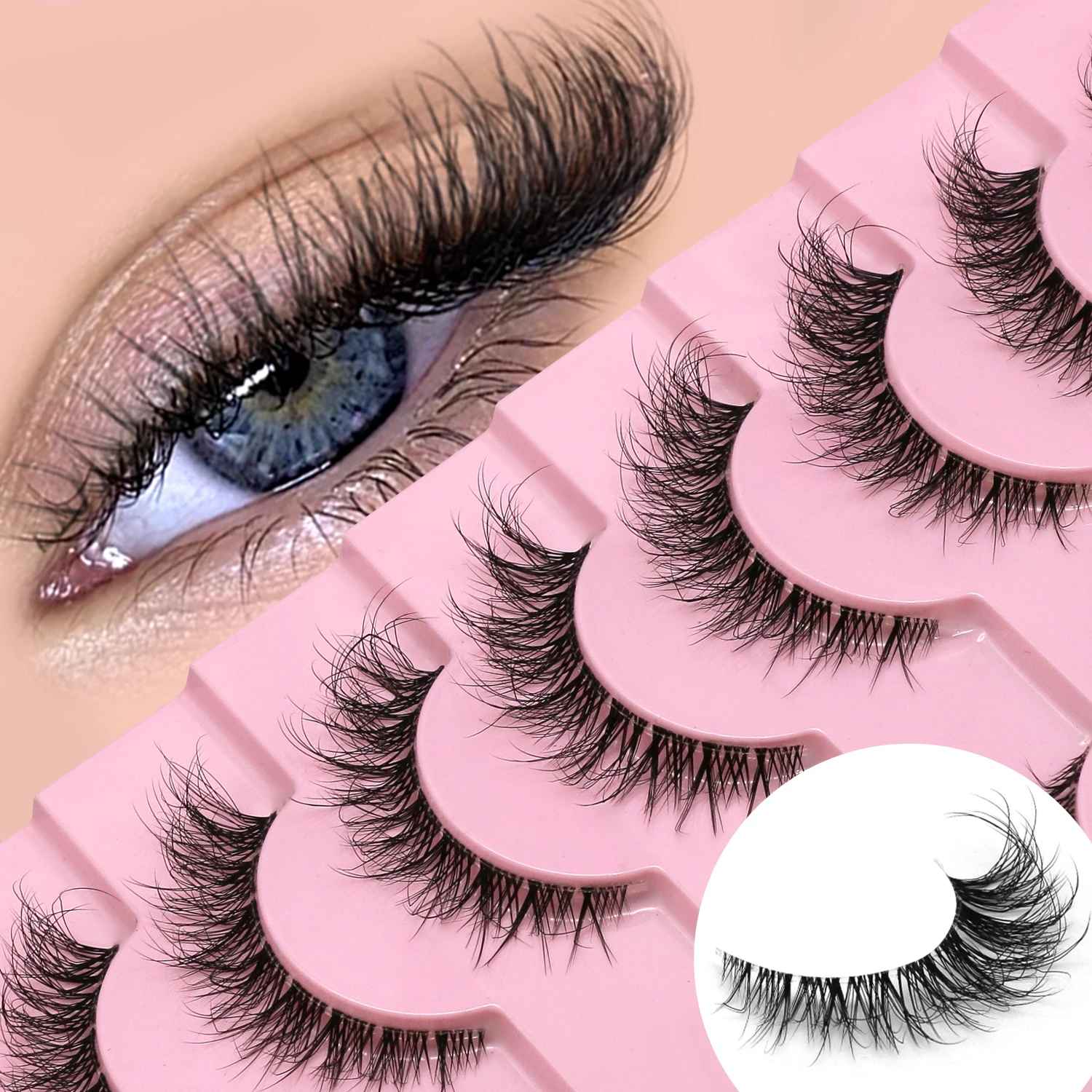 Cat Eye False Eyelashes – Natural Fluffy Wispy Faux Mink Lashes-False Lashes-Blushia