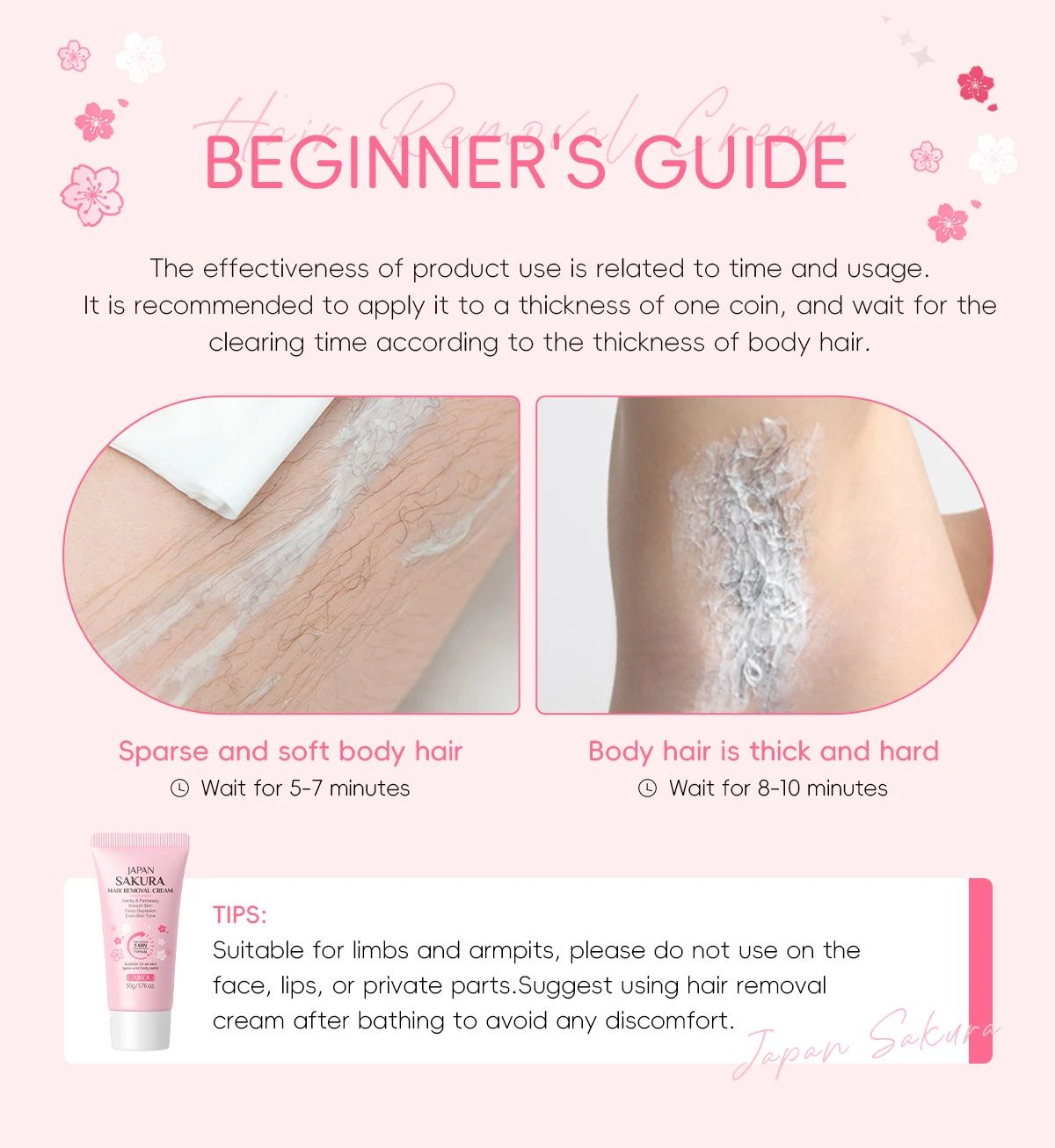 Sakura Hair Removal Cream Fast Painless Hair Growth Inhibitor Arm Armpit Legs Intimate Areas Permanent Depilatory for Men Woman-Shaving-Blushia