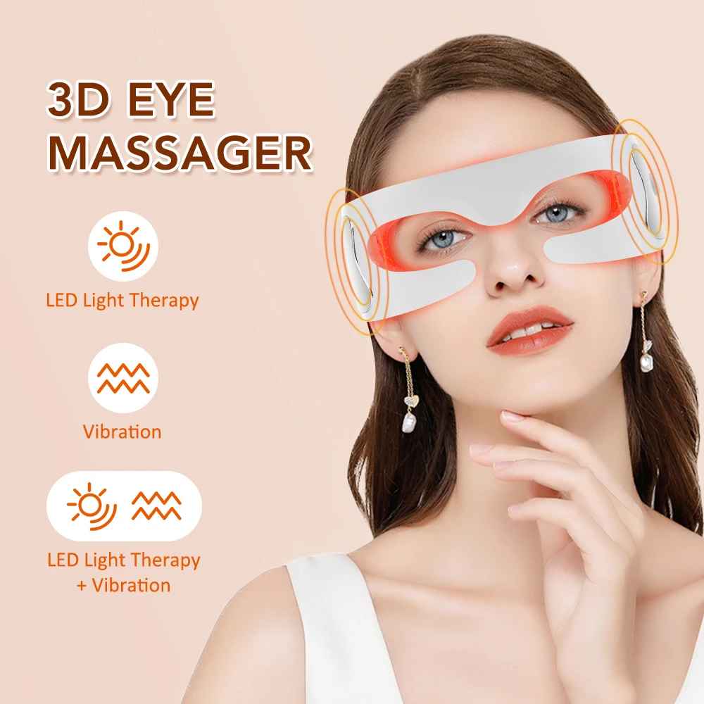 3D Eye Massager with Red Light & Vibration – Relieve Eye Fatigue, Dark Circles & Puffiness-Eye Care Accessories-Blushia