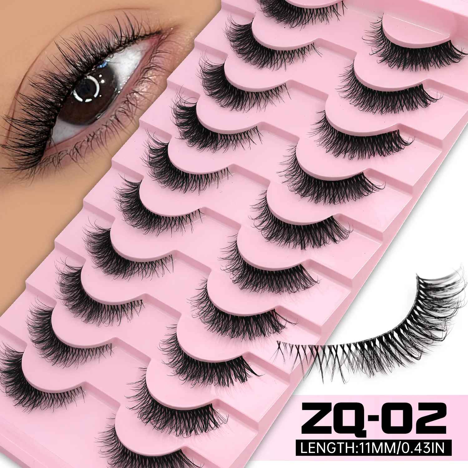 Cat Eye False Eyelashes – Natural Fluffy Wispy Faux Mink Lashes-False Lashes-Blushia
