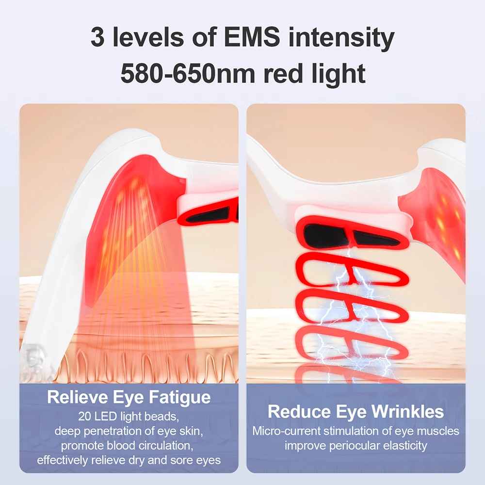 Electric Under-Eye Massager Glasses with Red Light – Relieve Eye Fatigue & Puffiness-Eye Care Accessories-Blushia