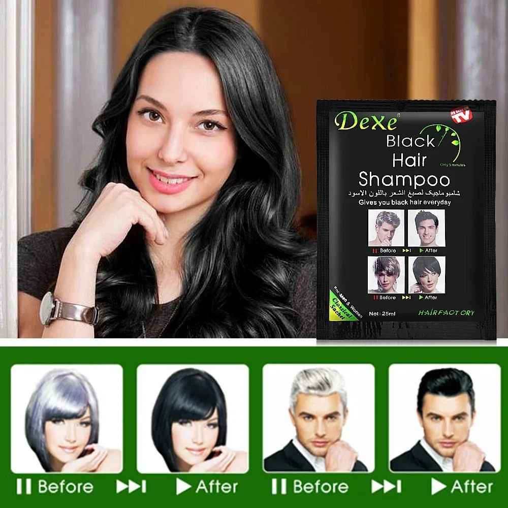 Dexe Fast Black Hair Shampoo 10pcs – 5-Minute Natural Hair Color Restorer-Shampoo-Blushia