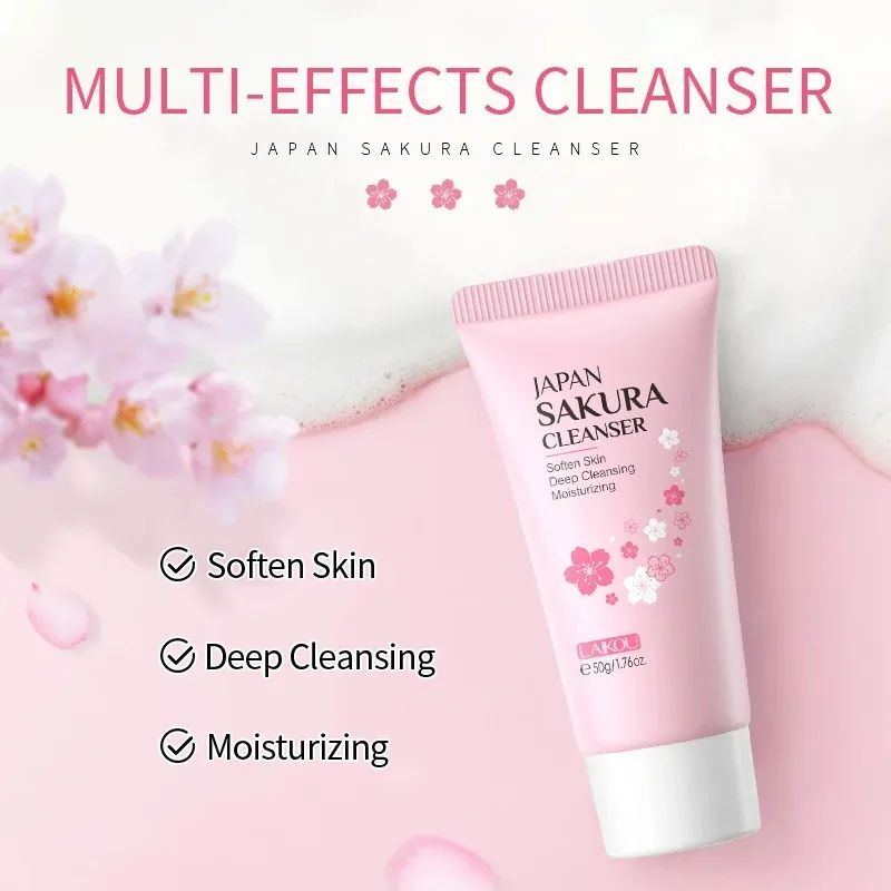 Laikou Sakura Facial Cleanser 50g – Deep Pore Cleansing & Brightening Wash-Cleanser-Blushia