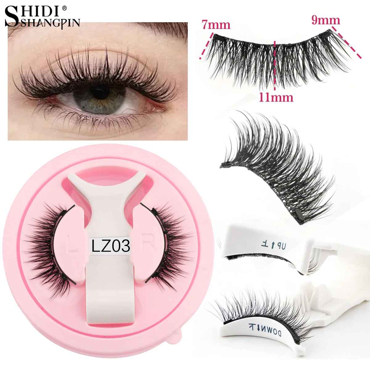1 Pair Reusable Magnetic Eyelashes Set With Magnetic Tweezers Natural Faux Mink Lashes Fluffy Fake Eyelash Extension Makeup Tool-False Lashes-Blushia