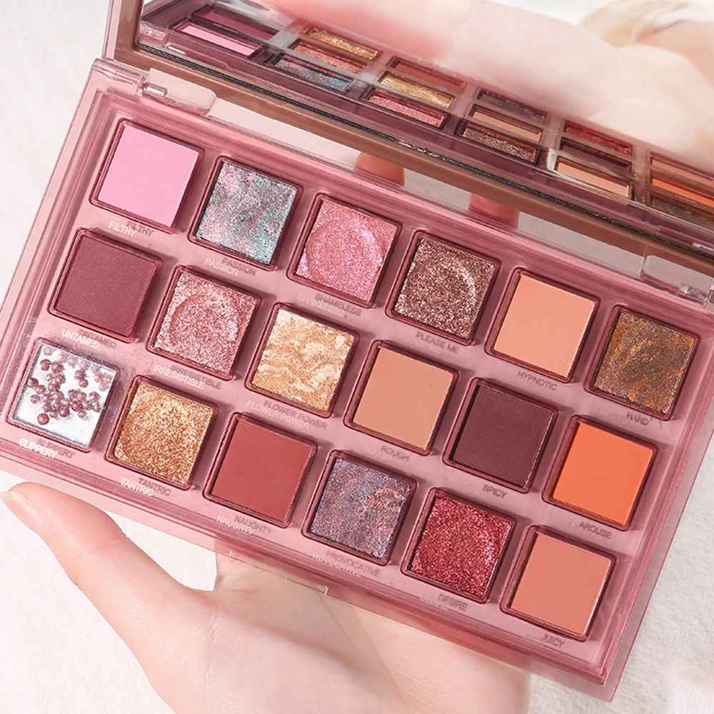 18-Color Pomegranate Eyeshadow Palette – Matte & Shimmer Waterproof-Eyeshadow-Blushia