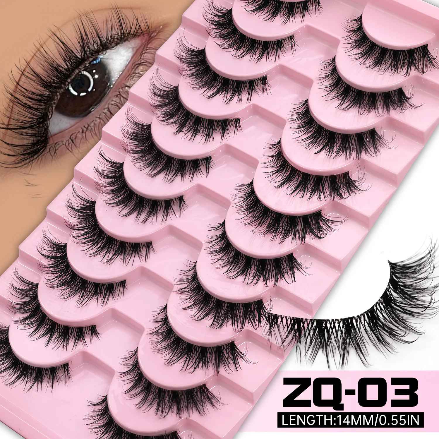 Cat Eye False Eyelashes – Natural Fluffy Wispy Faux Mink Lashes-False Lashes-Blushia