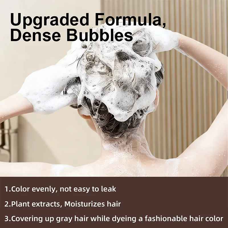 YUITIKUE Brown Hair Dye Shampoo 100ml – 4-in-1 Plant Formula, Gray Coverage-Shampoo-Blushia