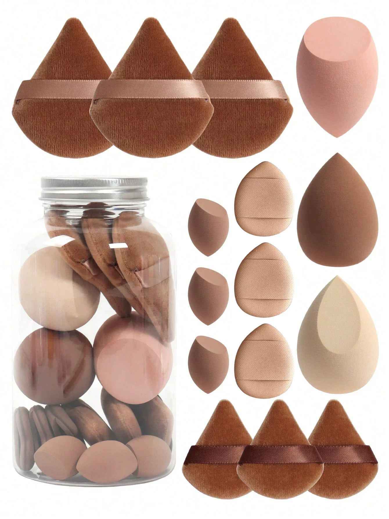 15-Piece Makeup Sponge Set – Foundation Blender Beauty Egg & Powder Puffs-Makeup Sponges-Blushia