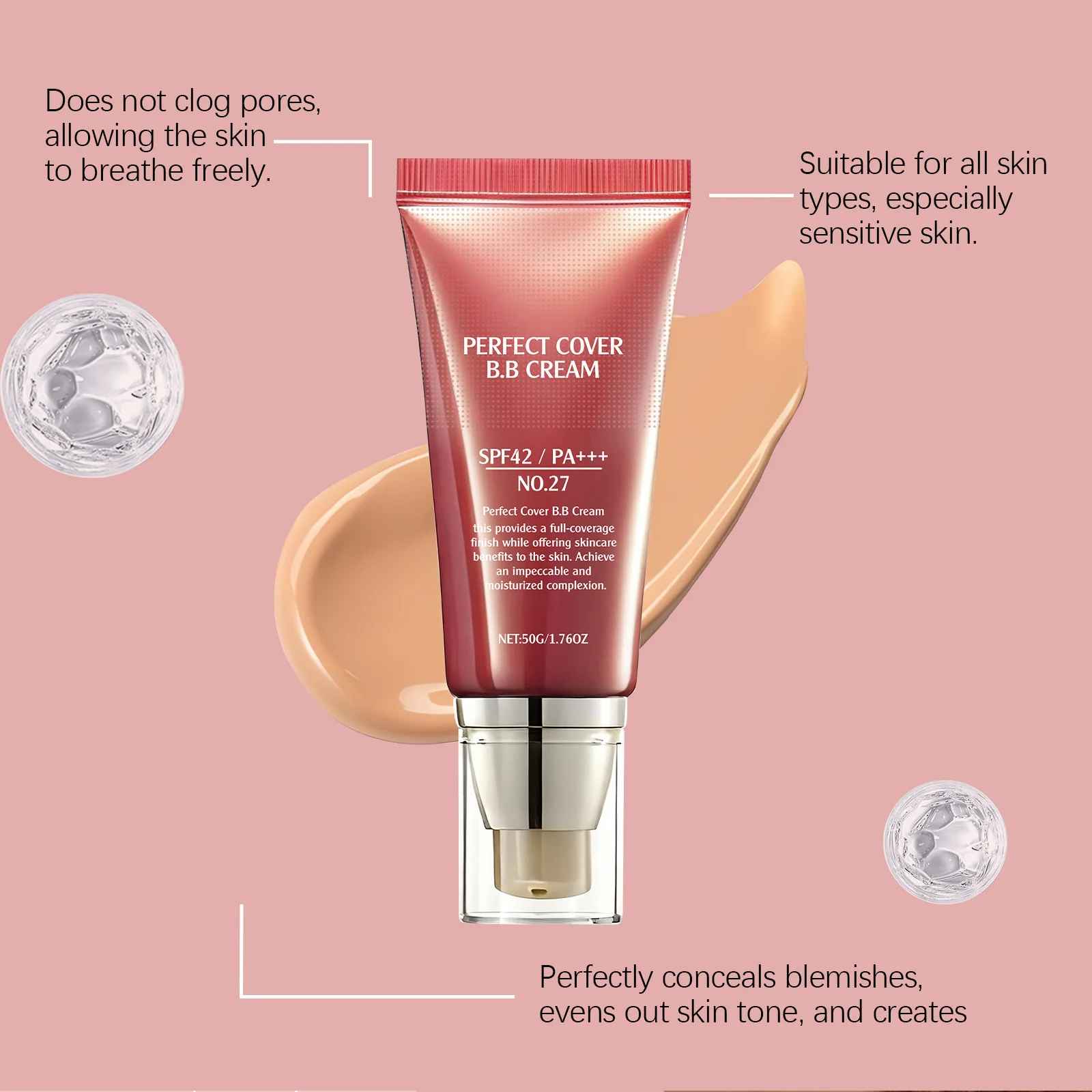 BB Cream SPF 42 PA+++ – Full Coverage Tinted Moisturiser & Concealer-BB Cream-Blushia