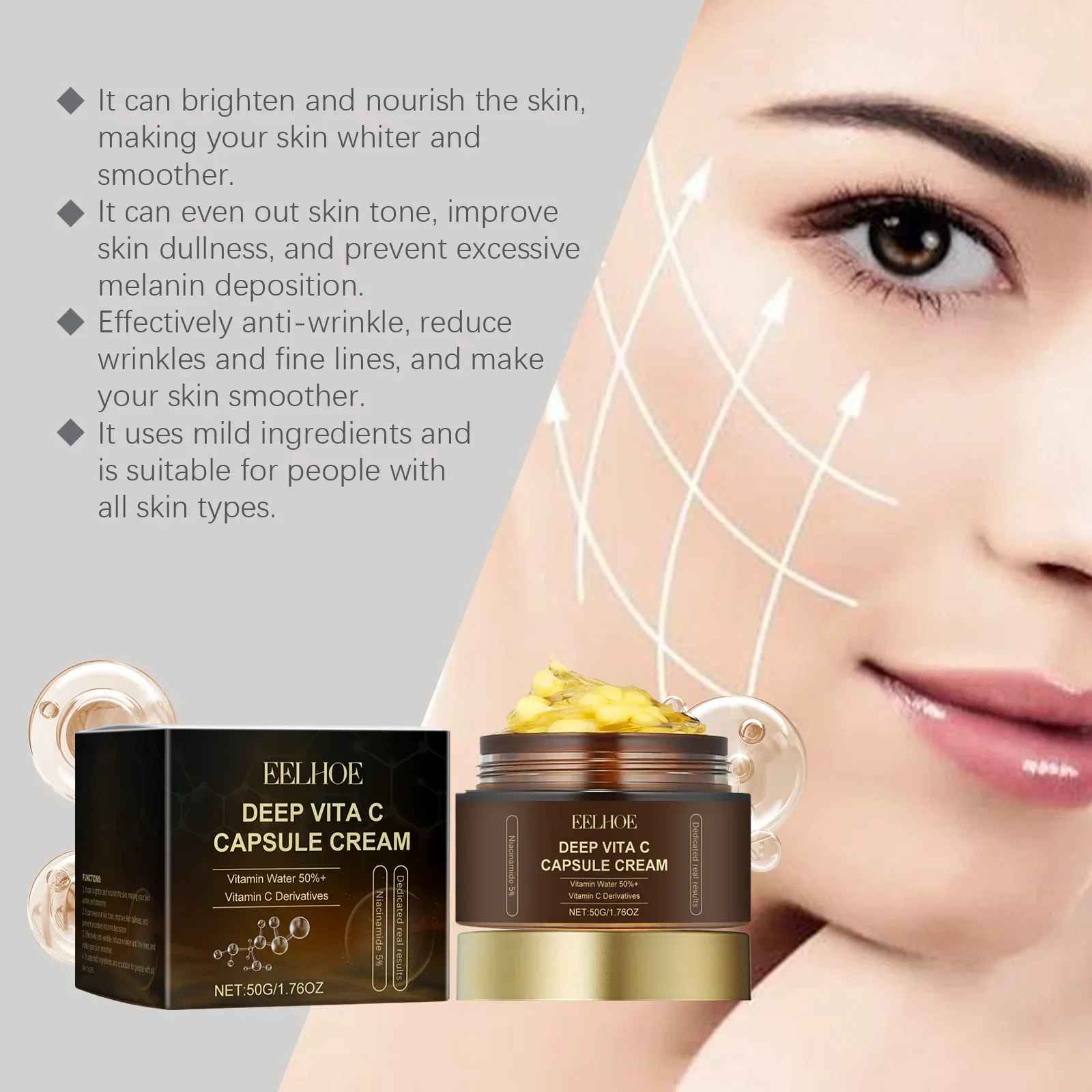 Vitamin C Capsule Face Cream – Brightening, Hydrating & Pigmentation Corrector-Whitening Cream-Blushia