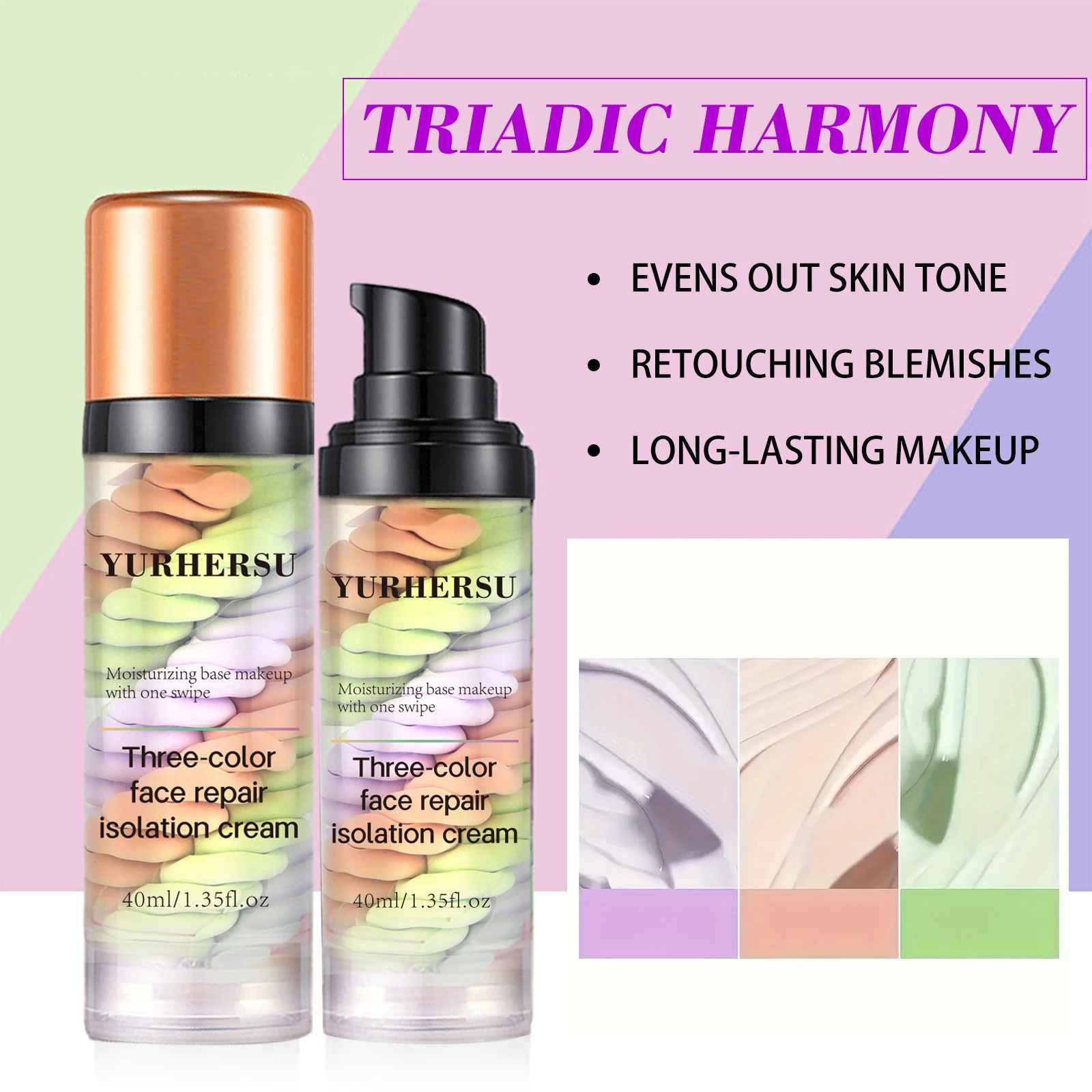 Tri-Color Colour Correcting Primer – Moisturising Long-Lasting Base-Primer-Blushia