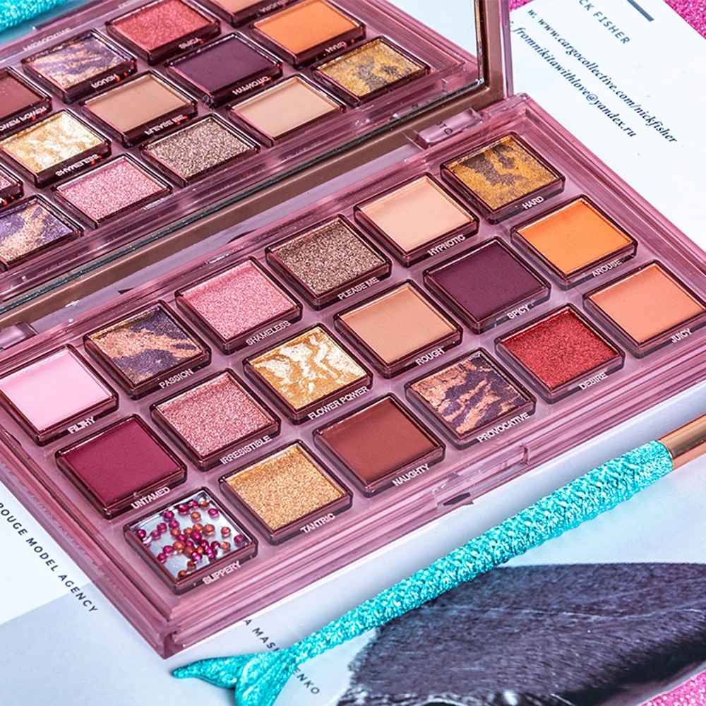 18-Color Pomegranate Eyeshadow Palette – Matte & Shimmer Waterproof-Eyeshadow-Blushia