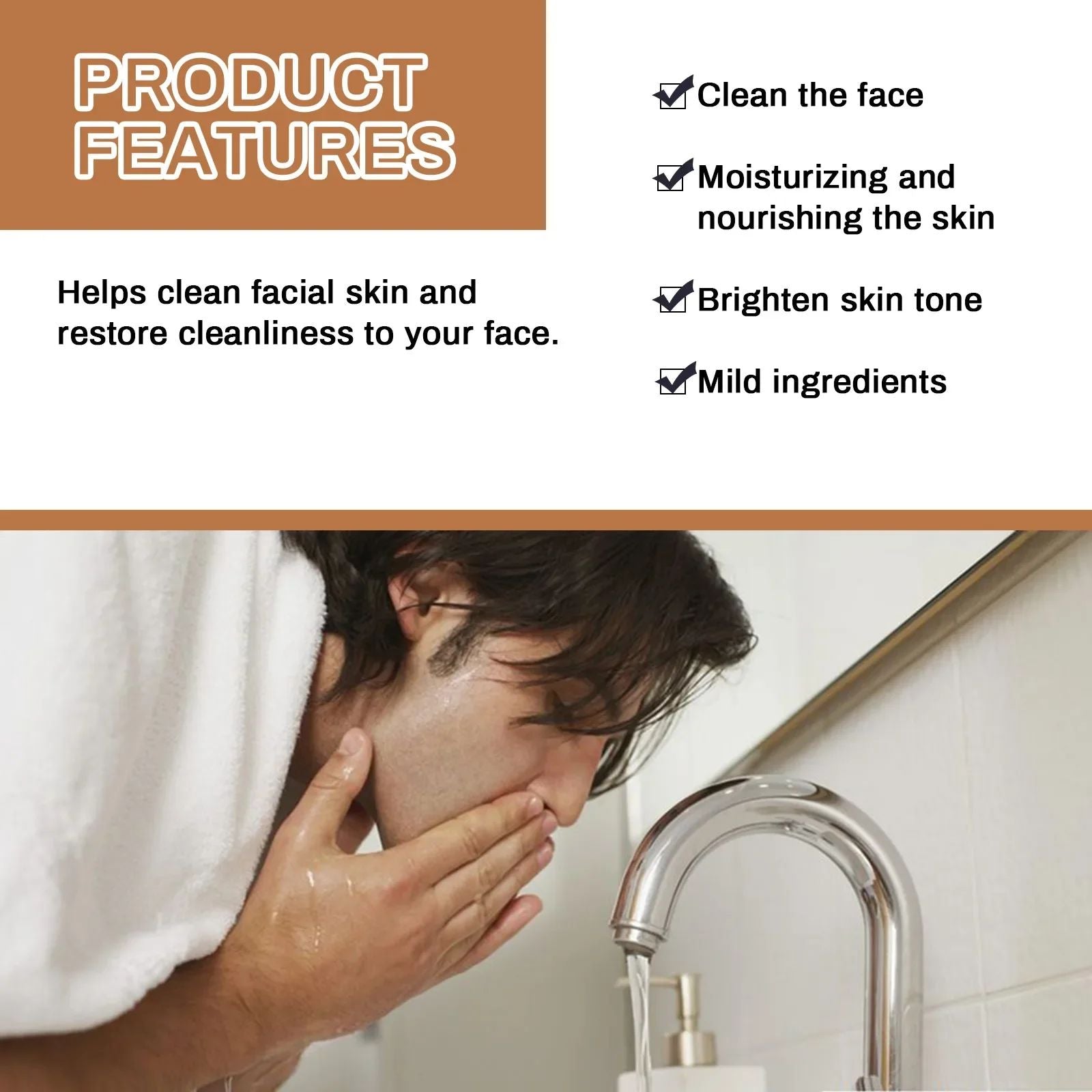 Men's Face Wash Deep Cleansing Oil Control Whitening Brightening Exfoliating Moisturizing Pore Cleaner Dullness Skin Daily Use-Face Wash-Blushia