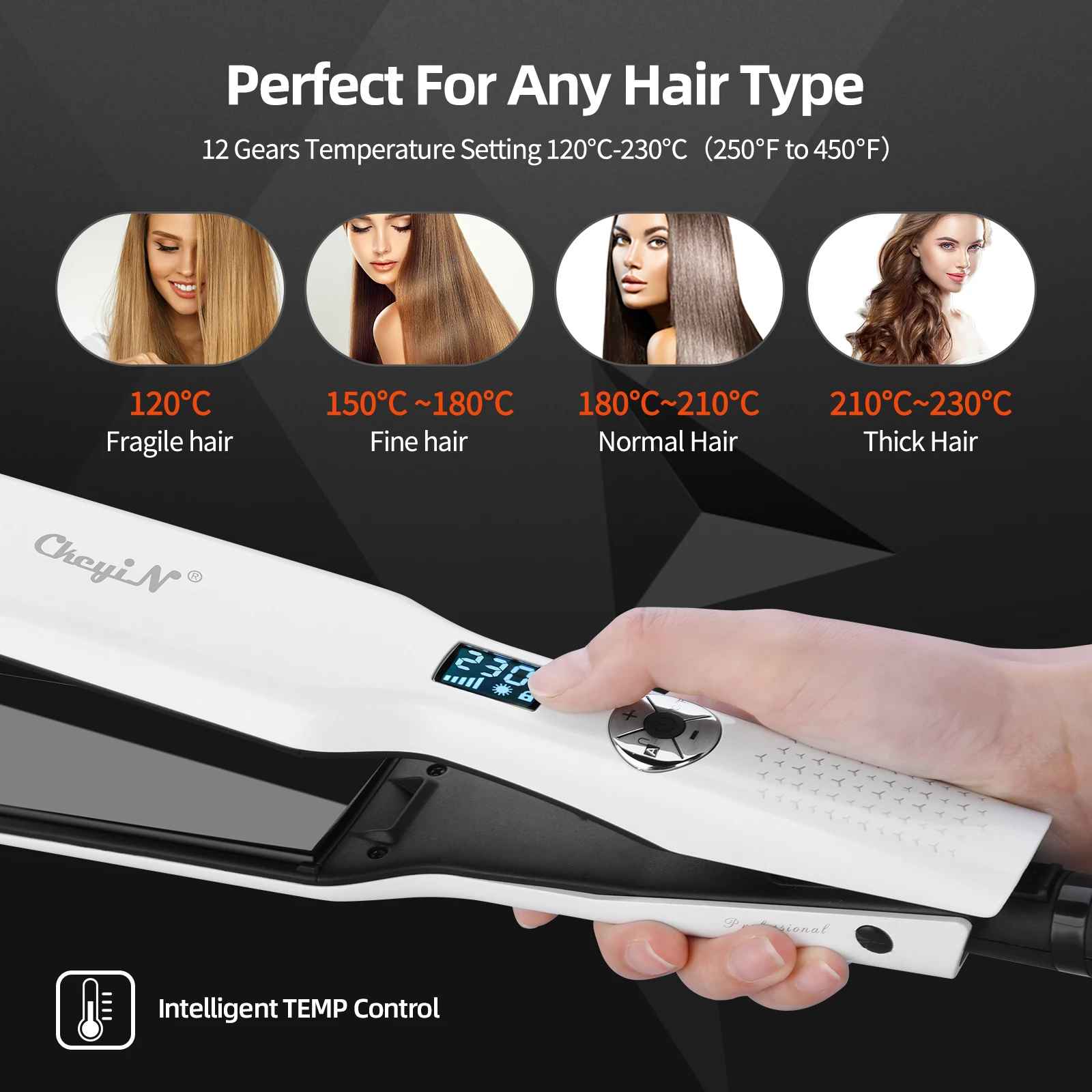 Hair Straightener LCD Display Fast Heating Flat Iron Adjustable Temperature-Hair Straightener-Blushia