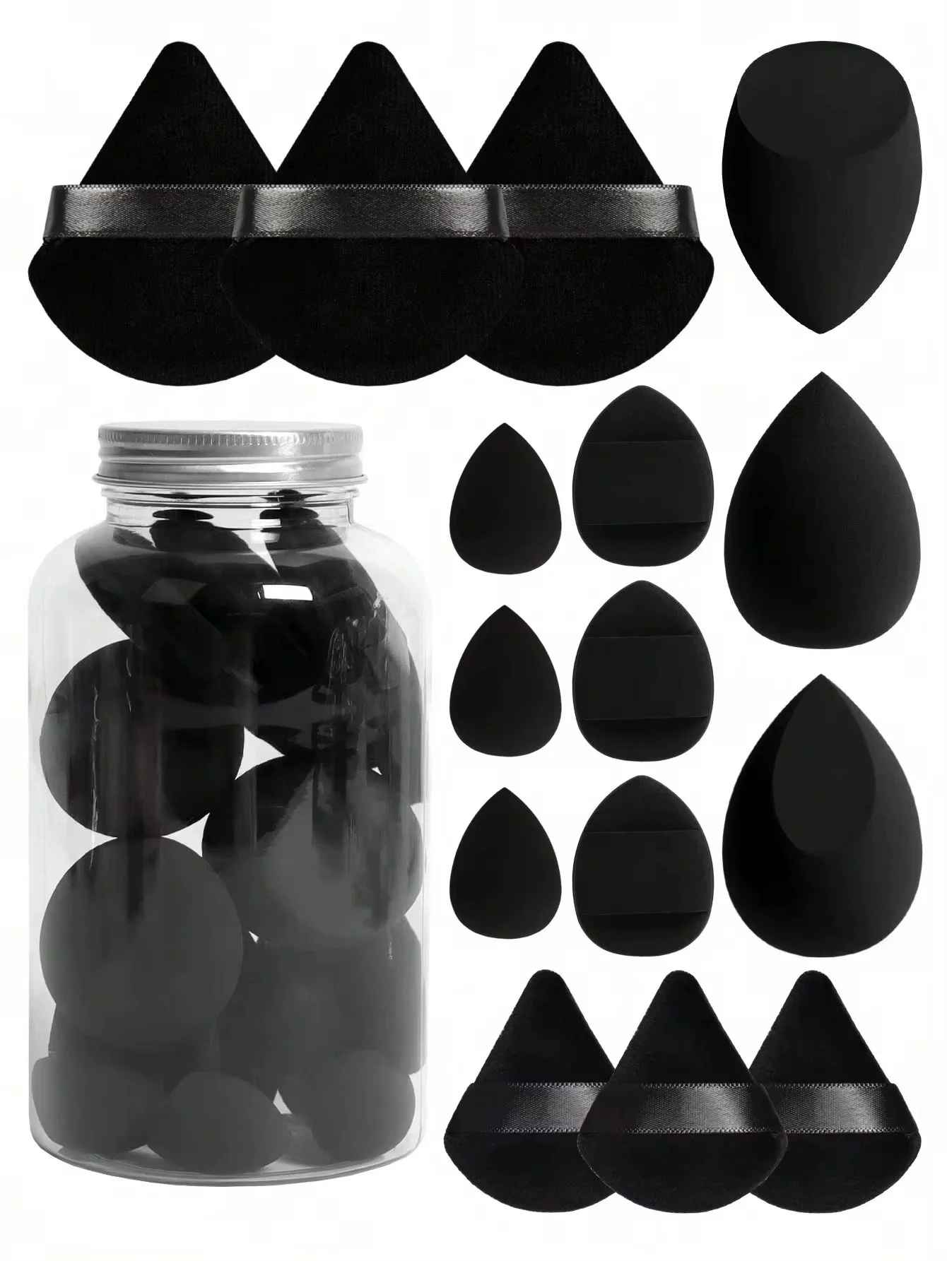 15-Piece Makeup Sponge Set – Foundation Blender Beauty Egg & Powder Puffs-Makeup Sponges-Blushia