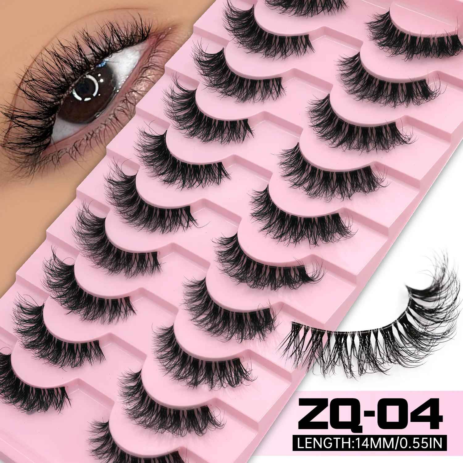 Cat Eye False Eyelashes – Natural Fluffy Wispy Faux Mink Lashes-False Lashes-Blushia