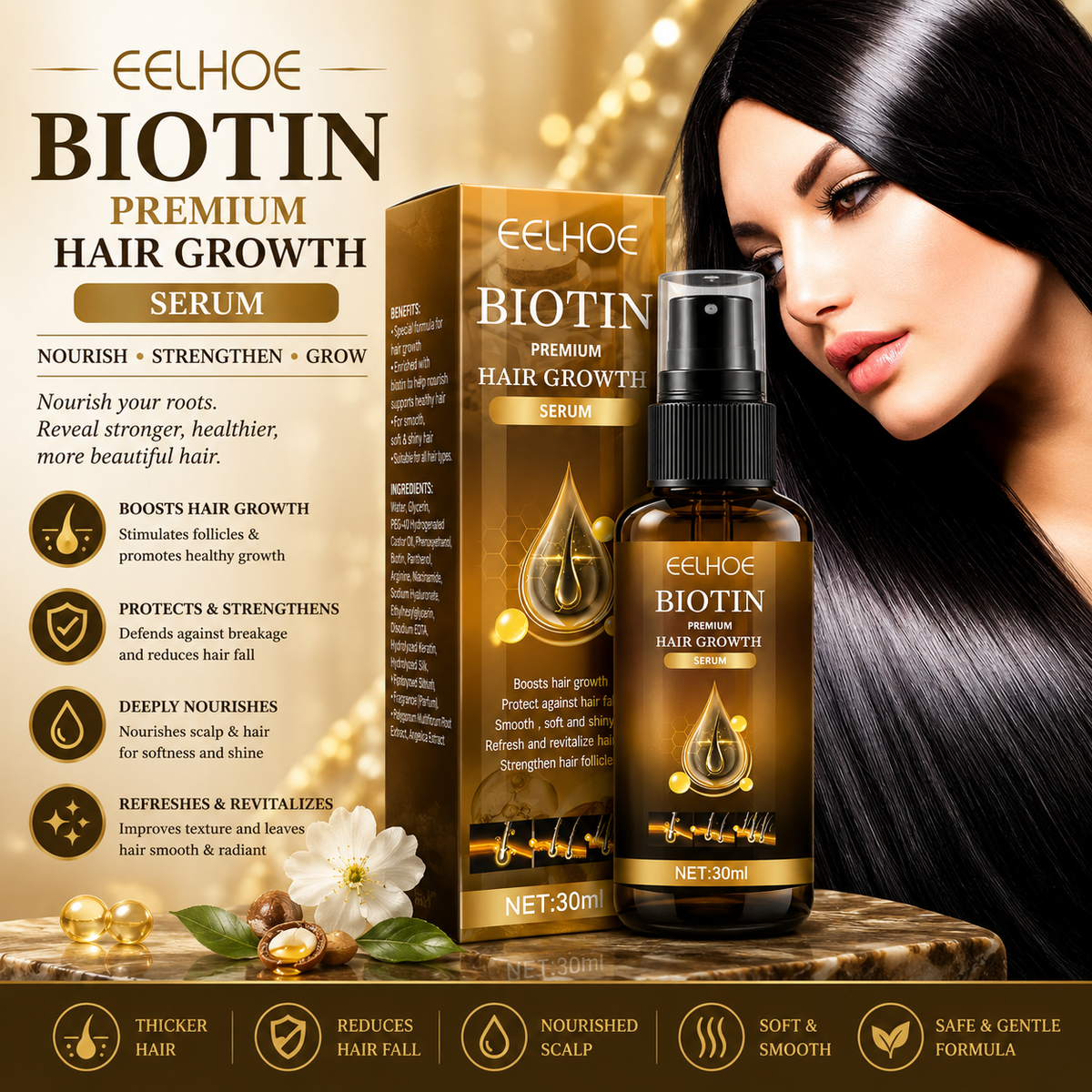 Biotin Hair Growth Serum Spray – Anti-Hair Loss Scalp & Beard Treatment
