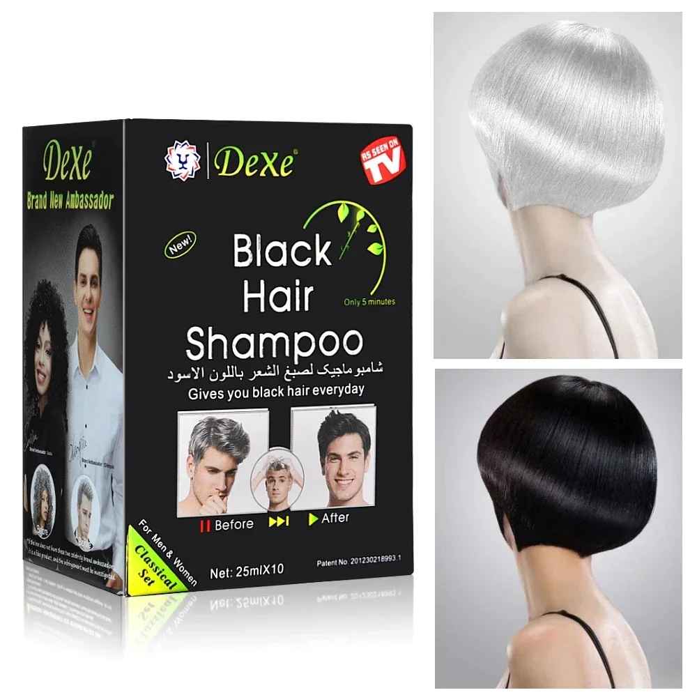 Dexe Fast Black Hair Shampoo 10pcs – 5-Minute Natural Hair Color Restorer-Shampoo-Blushia