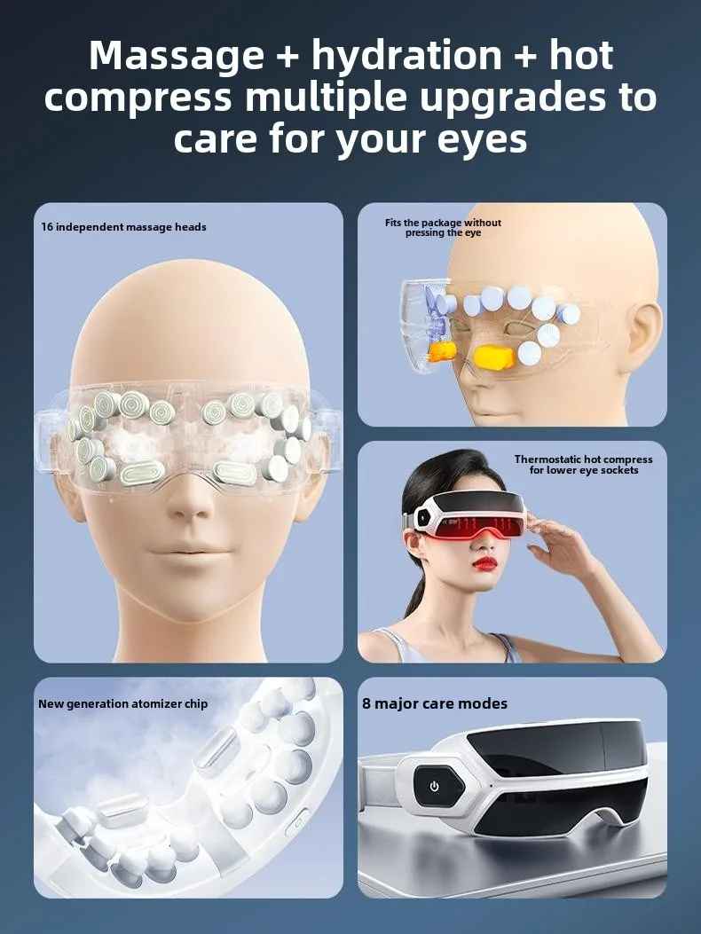 Smart Steam Eye Massager, Airbag & Vibration – Foldable Anti-Puffiness & Eye Care Device-Eye Care Accessories-Blushia