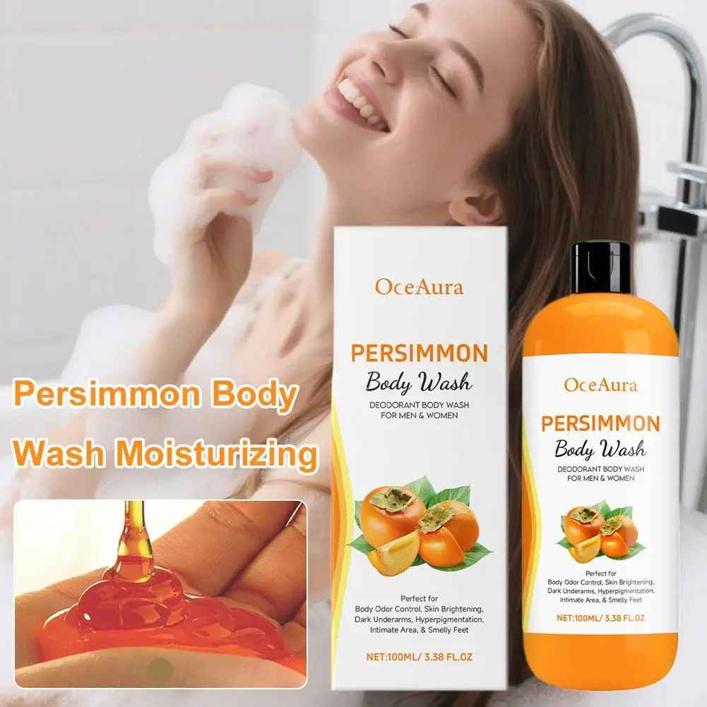 OceAura Persimmon Body Wash Moisturizing Skin Cleaning Smooth Soft Body Odor Remover-Body Wash-Blushia
