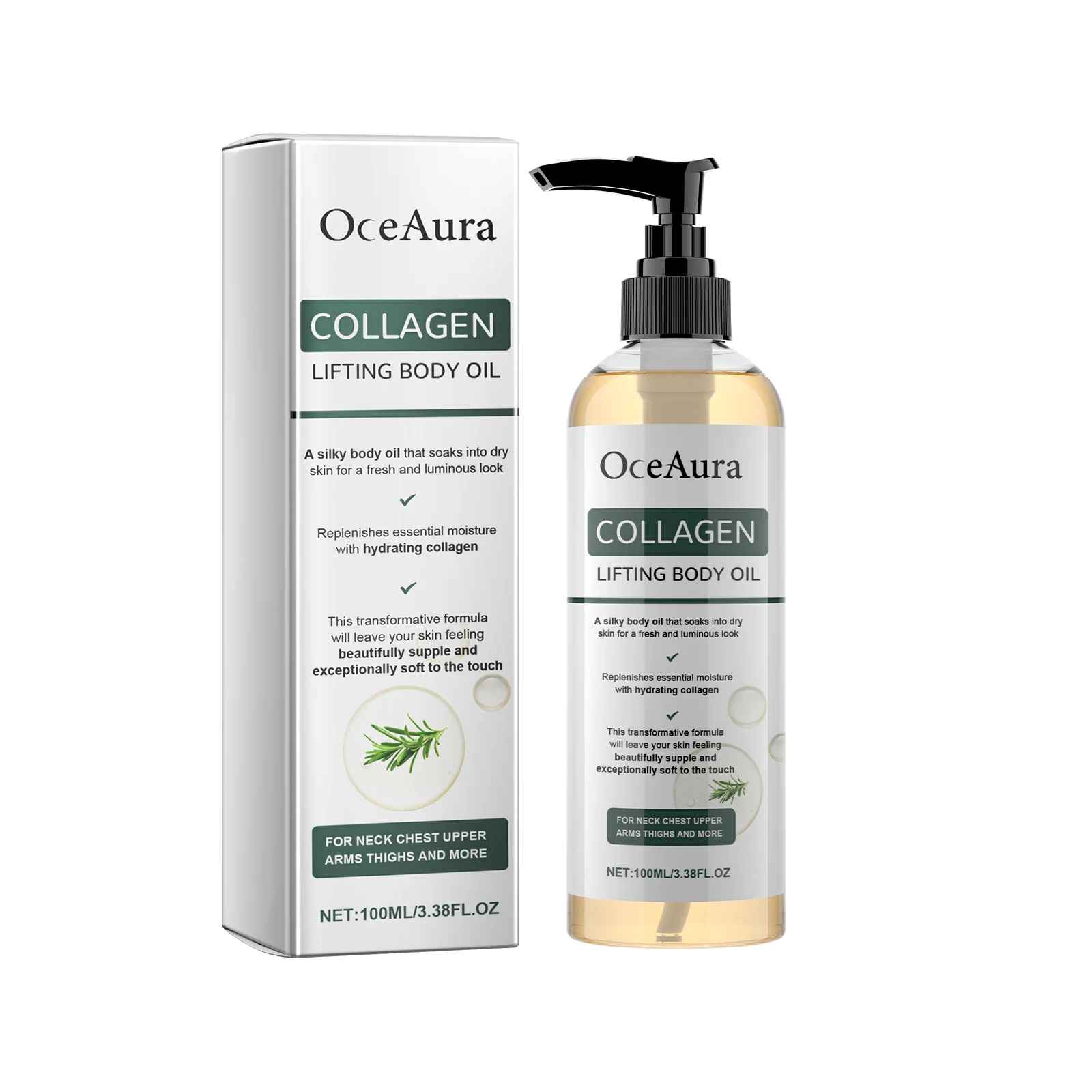 OceAura Collagen Body Oil Tighten Skin Elasticity Increased Moisturizing Body Smooth Non-greasy Rosemary-Body Oil-Blushia