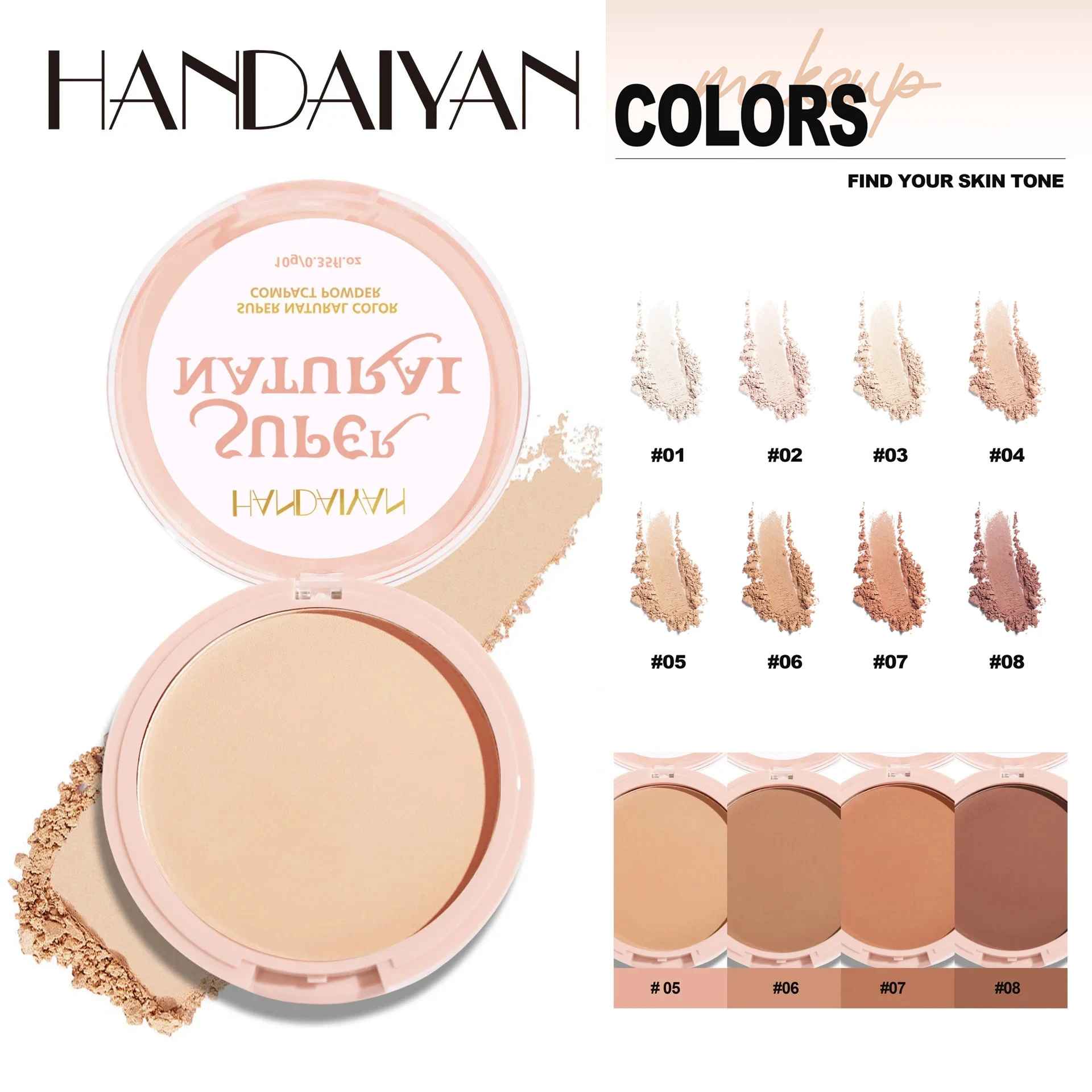 8 Color Matte Face Pressed Powder 24 Hours Oil Control Natural Setting Powder Foundation Full Coverage Waterproof Lasting Makeup-Face Powder-Blushia