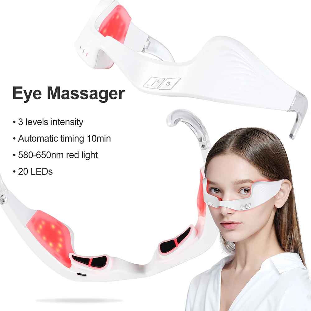 Electric Under-Eye Massager Glasses with Red Light – Relieve Eye Fatigue & Puffiness-Eye Care Accessories-Blushia