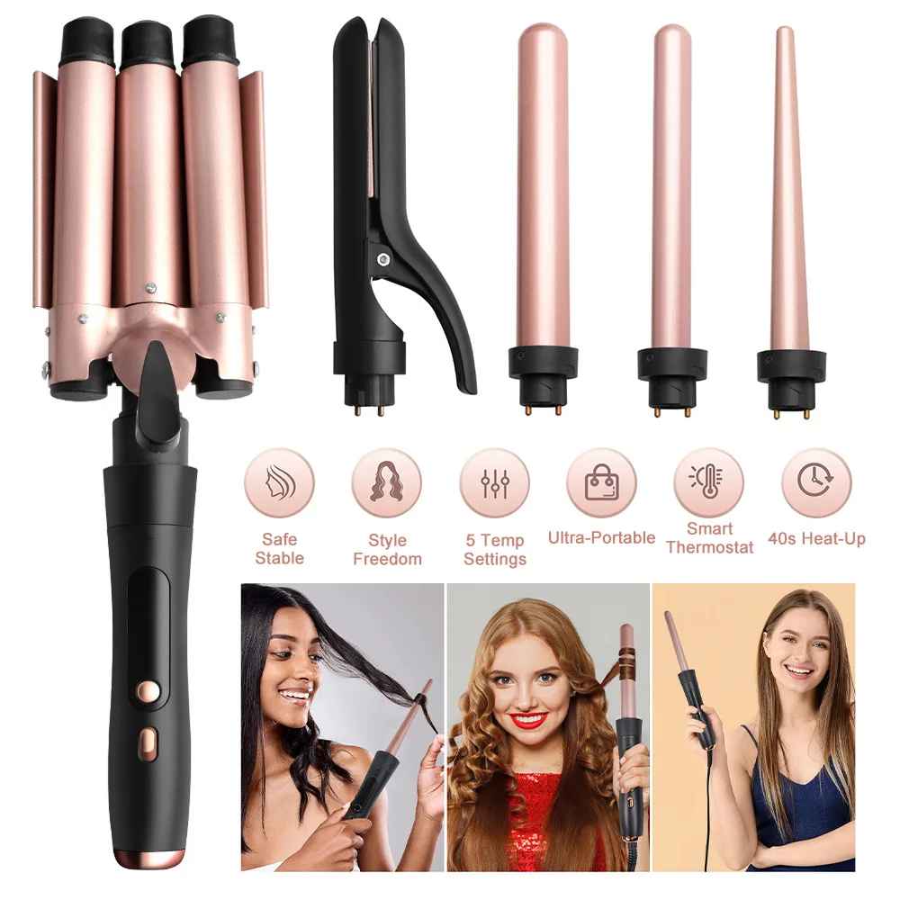 5-in-1 Curling Iron Set Fast Heating Interchangeable Barrel Hair Curler-Hair Curler-Blushia