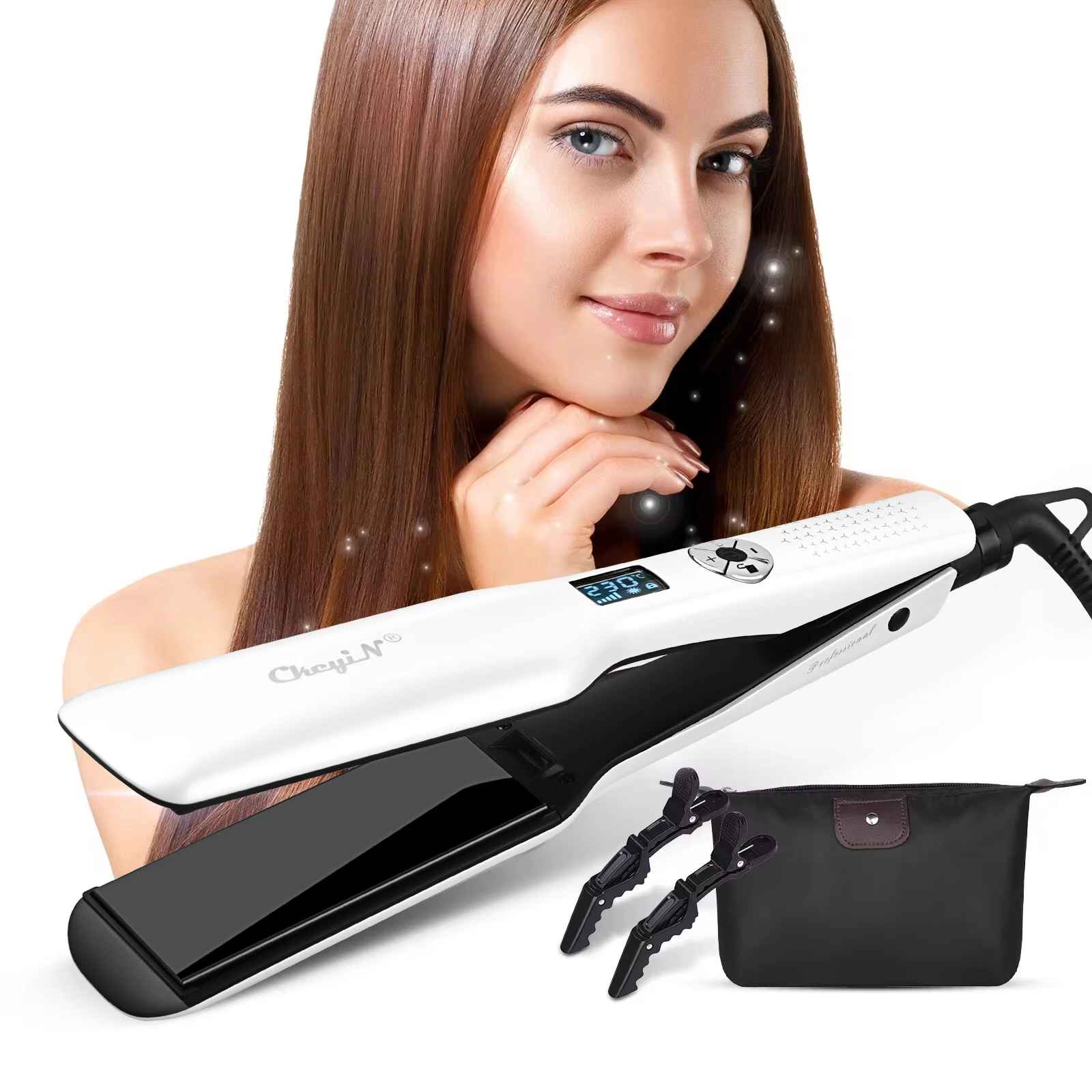 Hair Straightener LCD Display Fast Heating Flat Iron Adjustable Temperature-Hair Straightener-Blushia