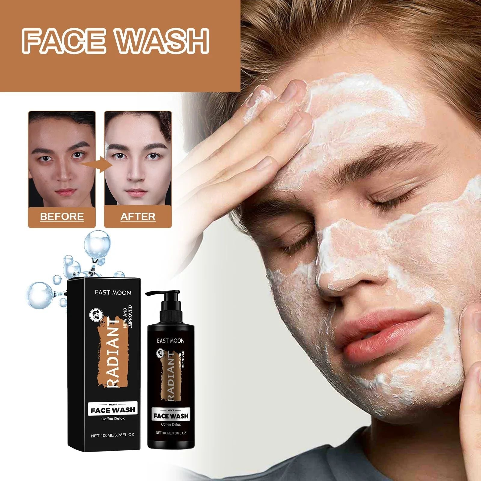 Men's Face Wash Deep Cleansing Oil Control Whitening Brightening Exfoliating Moisturizing Pore Cleaner Dullness Skin Daily Use-Face Wash-Blushia