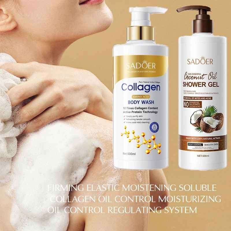 Sadoer Collagen Amino Acid Cleansing Body Wash Moisturizing Niacinamide Brightening Body Cleansers Improve Rough Mite Removal-Body Wash-Blushia