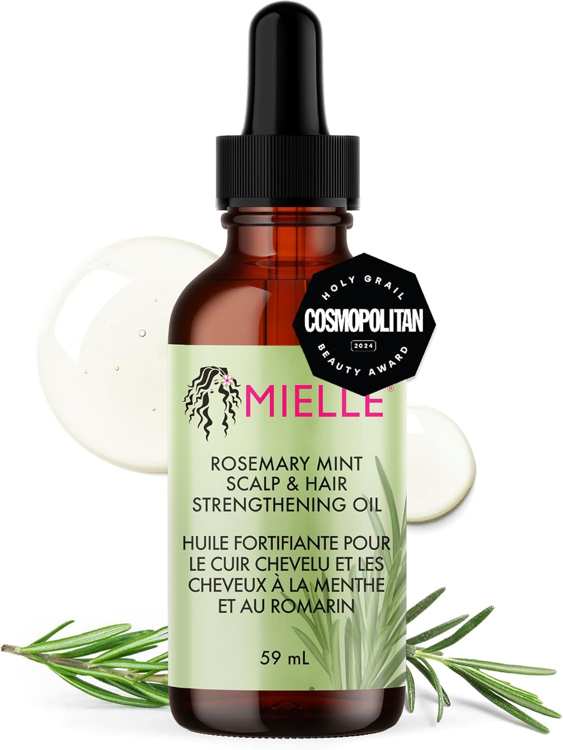 Mielle Rosemary & Mint Hair Oil with Biotin, Supports Hair Growth, 59 ml