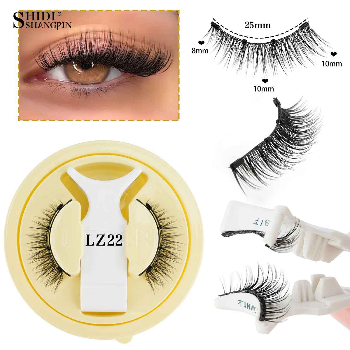 1 Pair Reusable Magnetic Eyelashes Set With Magnetic Tweezers Natural Faux Mink Lashes Fluffy Fake Eyelash Extension Makeup Tool-False Lashes-Blushia