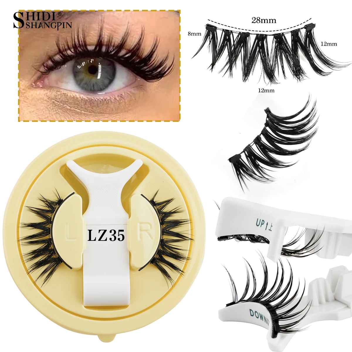 1 Pair Reusable Magnetic Eyelashes Set With Magnetic Tweezers Natural Faux Mink Lashes Fluffy Fake Eyelash Extension Makeup Tool-False Lashes-Blushia