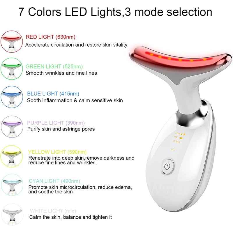 7 Colour Facial Massager for Face and Neck Anti Ageing Skin Tightening and Lifting Device-Face Massager-Blushia
