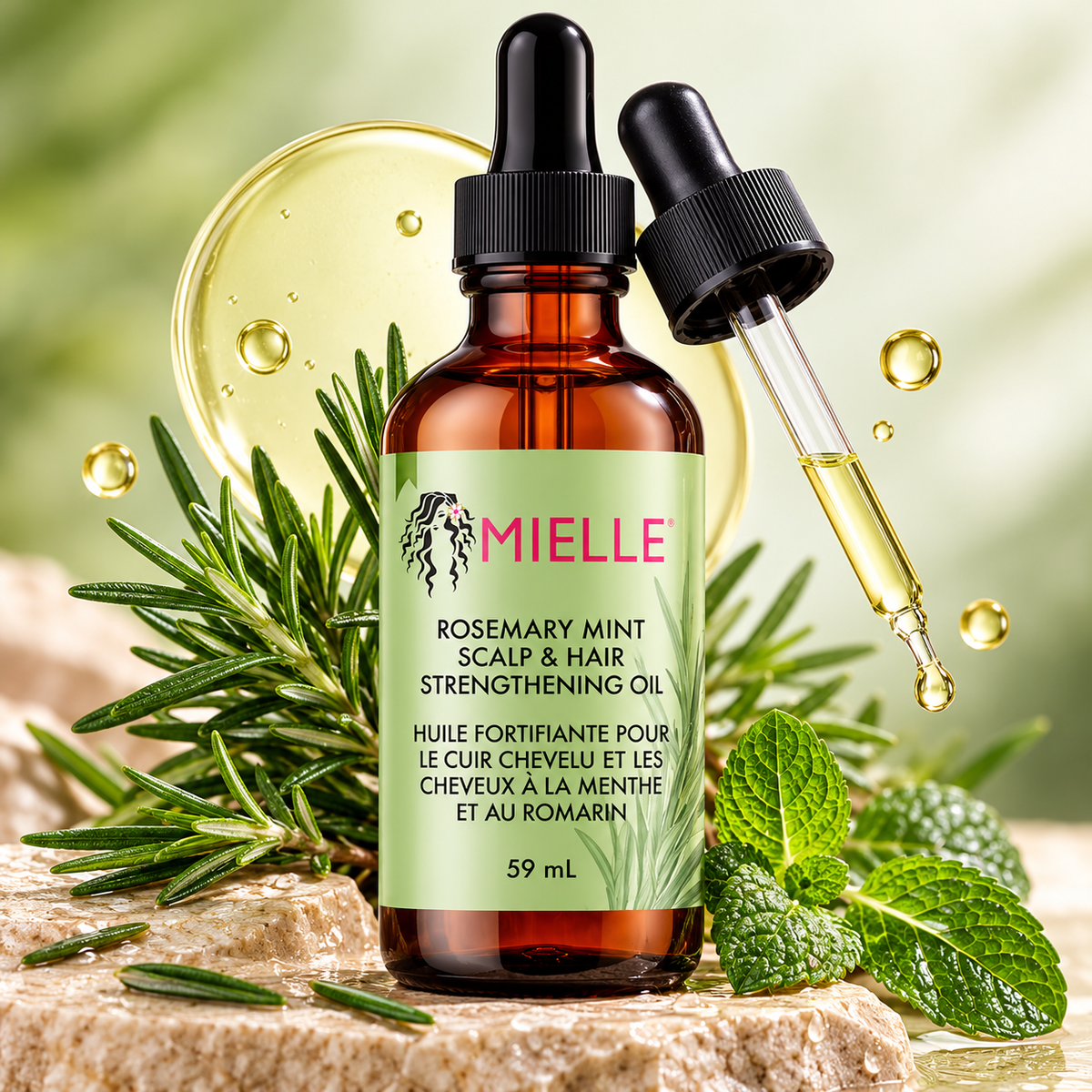 Mielle Rosemary & Mint Hair Oil with Biotin, Supports Hair Growth, 59 ml