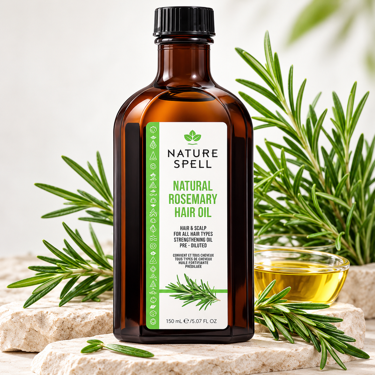 Nature Spell Rosemary Oil for Hair Growth, Pre-Diluted Scalp Oil, 150 ml